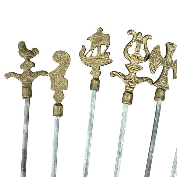 Vintage Brass Stainless Steel Kabob Skewers Set of 12 - Picture 5 of 6